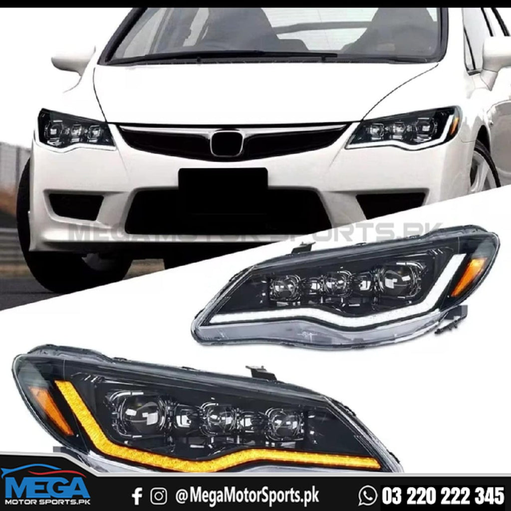 Honda Civic Reborn Audi Style LED Head Lamp / HeadLights 2006-2012