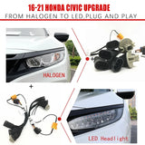 Civic X Headlights Harness Halogen to LED Headlights 2016 - 2021
