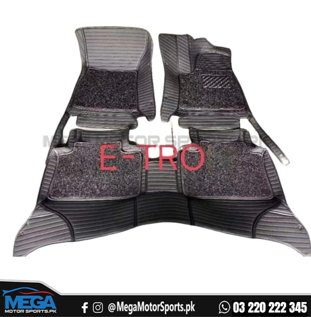 Audi E Tron 9D Floor Mats Horizontal Stitch Black With Black Grass 2021-2025