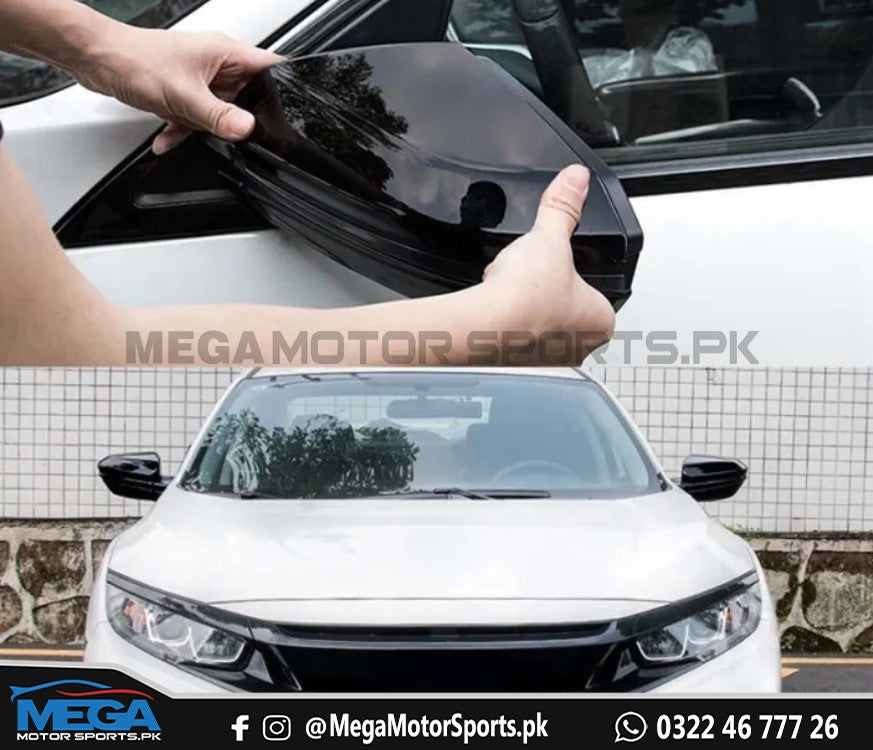 Honda Civic X Gloss Black Side Mirror Covers For 2016 - 2021