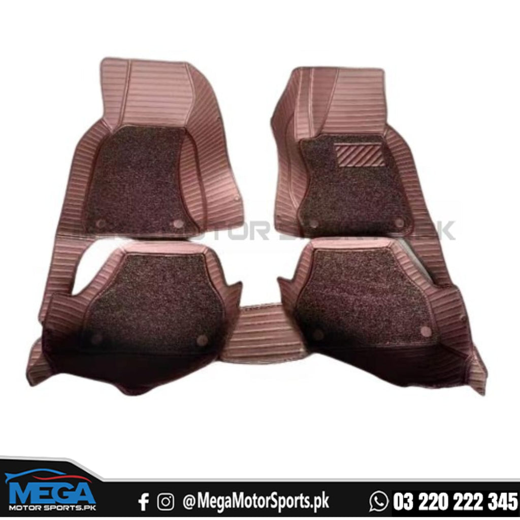 Audi A6 9D Floor Mats Horizontal Stitch Coffee With Coffee Grass 2014-2018