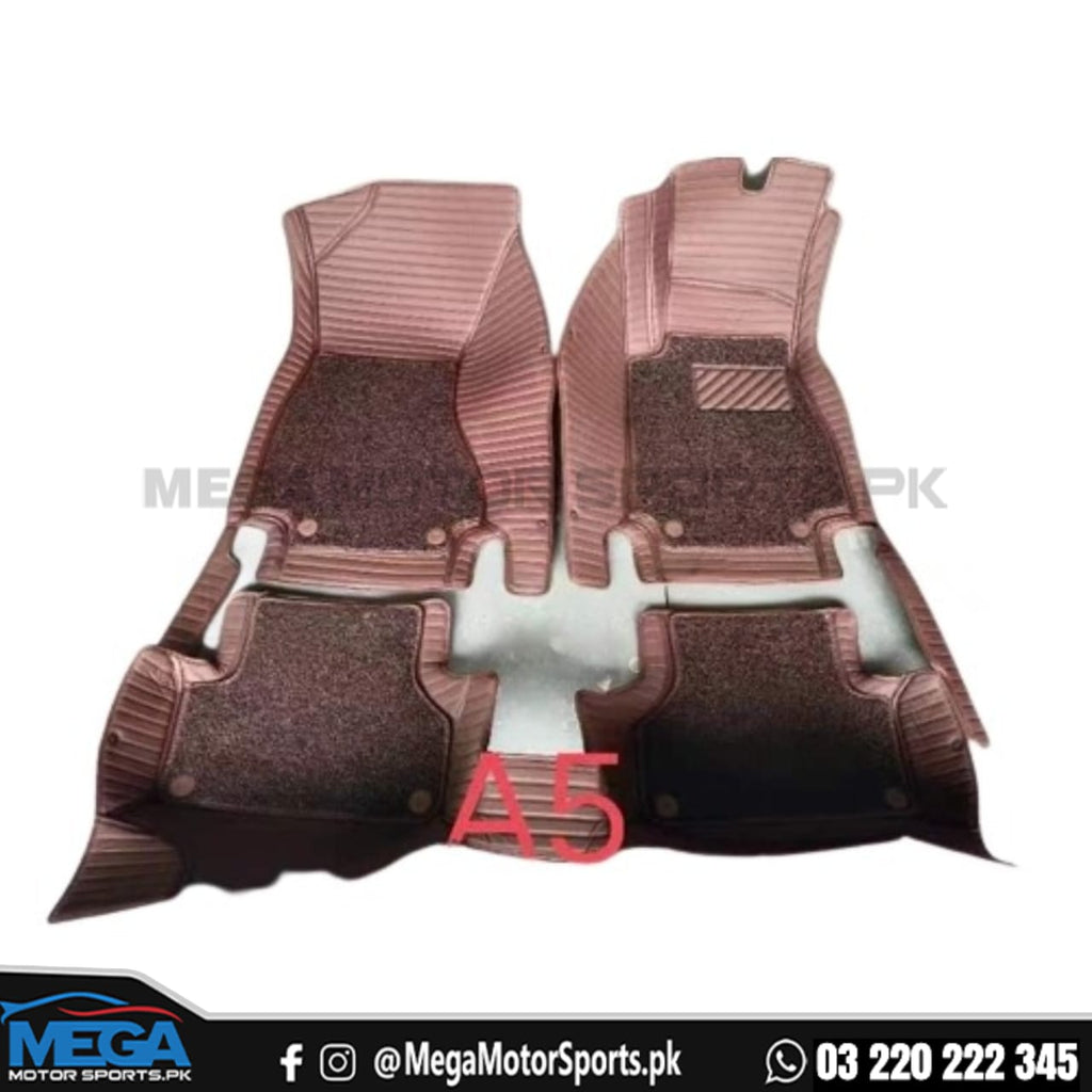 Audi A5 9D Floor Mats Horizontal Stitch Coffee With Coffee Grass 2016-2020