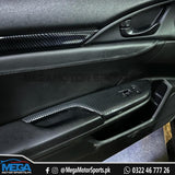 Honda Civic X Carbon Fiber Power Window Panel Trim 2016 - 2021