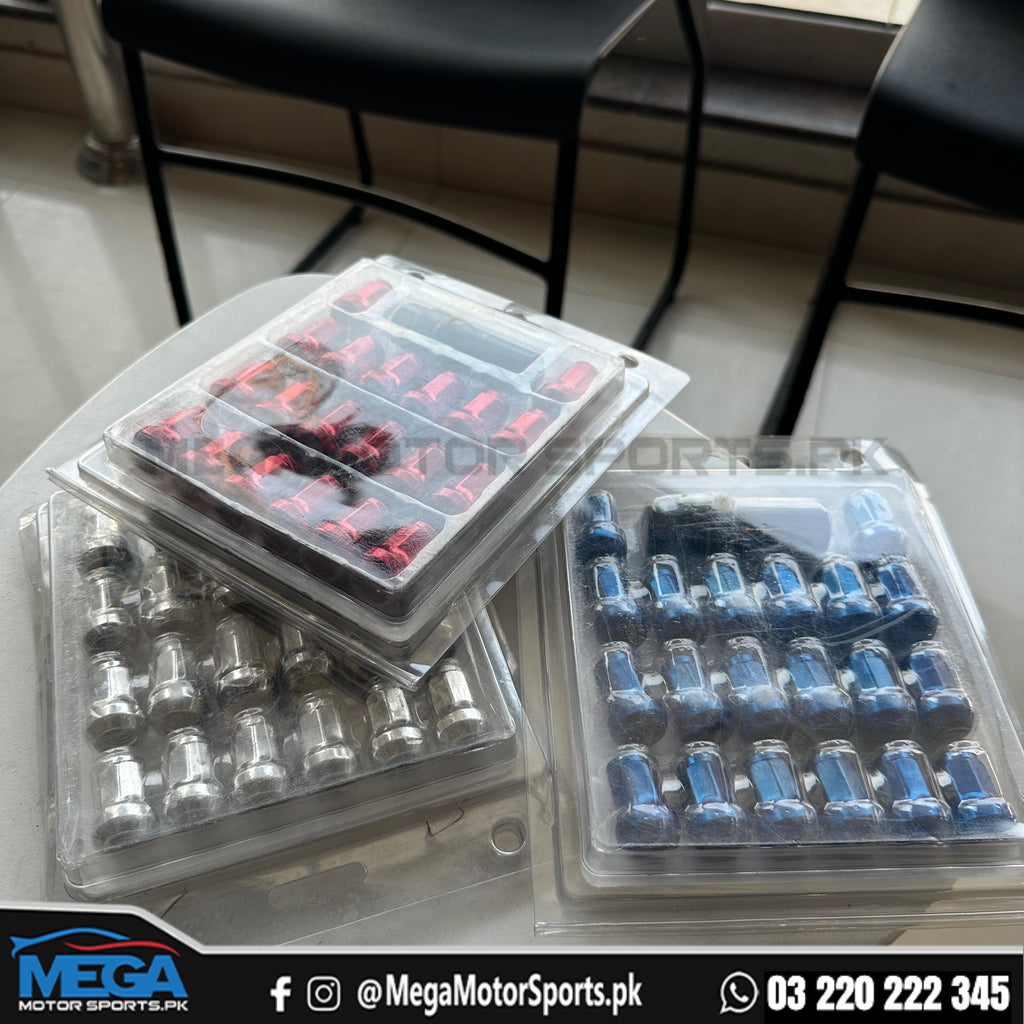 Lug Nuts Red / Blue / Chrome 20 Pieces
