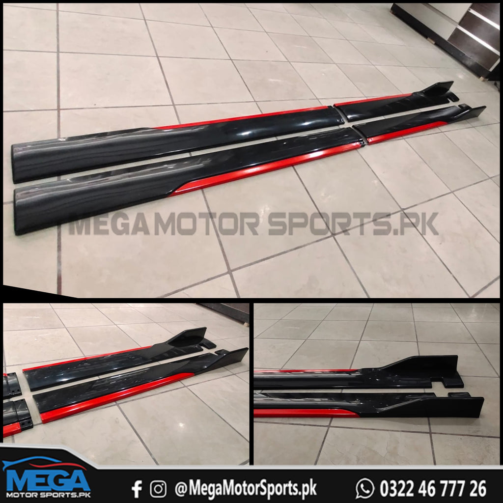 Universal Side Splitter / Side Skirt Panel Gloss Black and Red