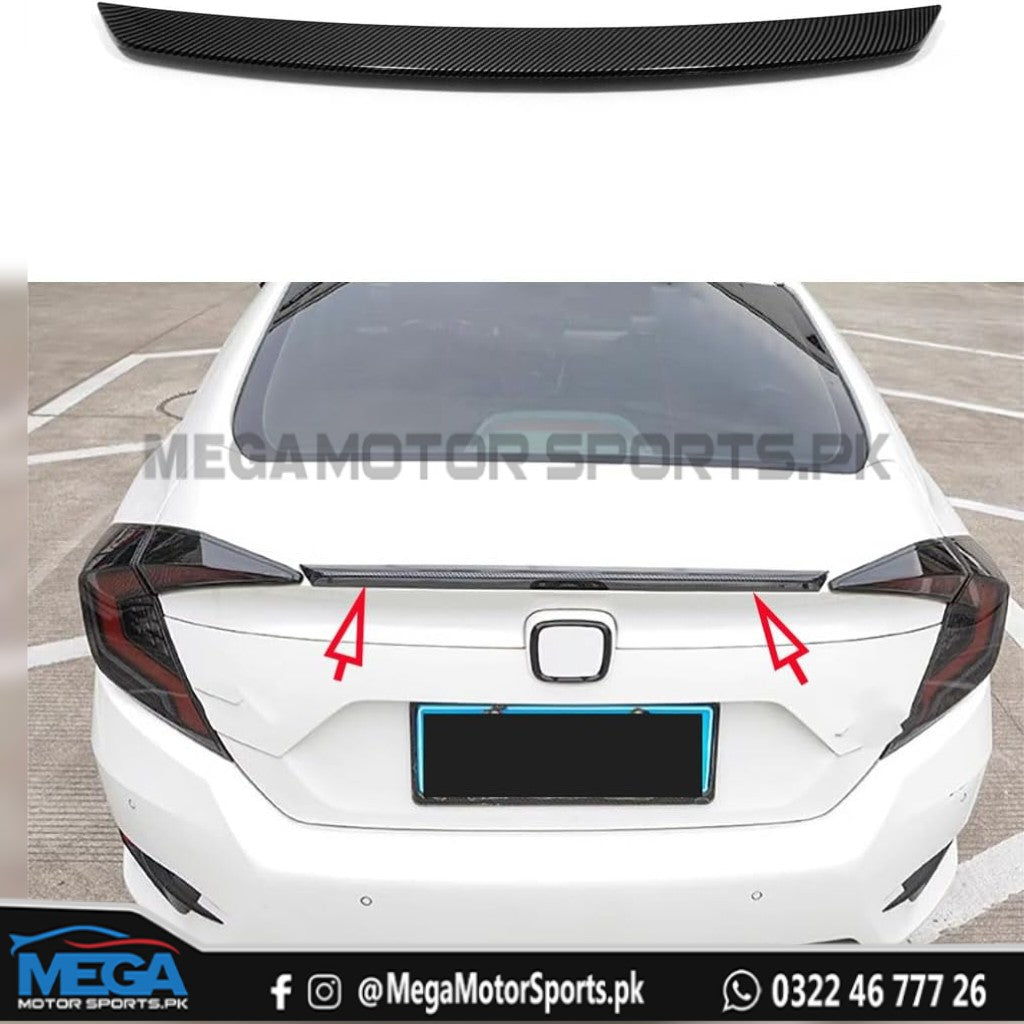 Civic X Trunk Lip Spoiler Slim 2016+ Gloss Black Plastic