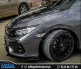 Honda Civic Glossy Black Front Bumper Splitter 3 Pcs 2016 - 2021