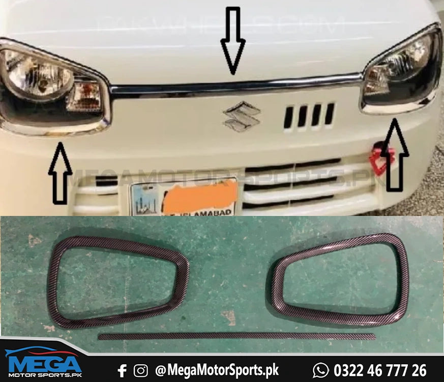 Suzuki Alto Carbon Fiber Headlights Cover Trims For 2019 2020 2021 2022