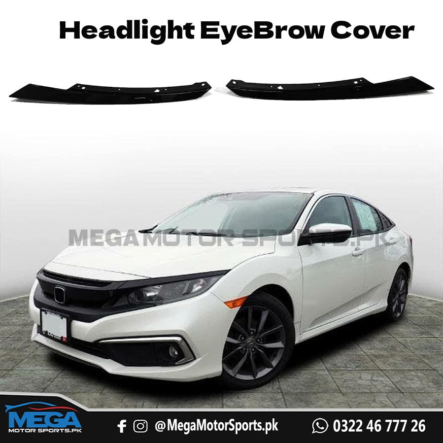 Honda Civic X Gloss Black Headlight Eyebrows Cover For 2016 - 2021
