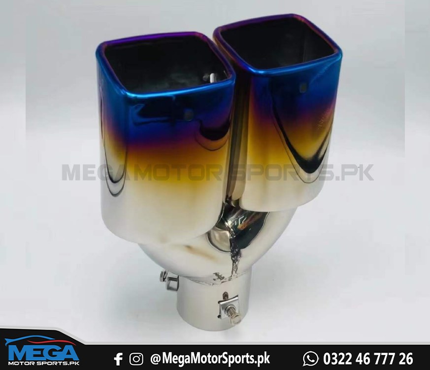 Dual Exhaust Burnt Tips Silencer Muffler Tip V2 Square