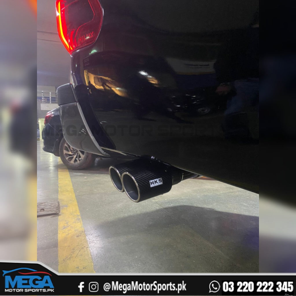 HKS LEGAMAX Side Exit Carbon Fiber Tips Exhaust for Hilux Revo/Rocco