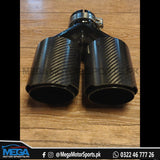 Carbon Fiber + Gloss Black Dual Exhaust Tips V2 (One Pcs)