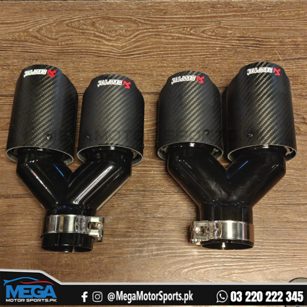 Akrapovic Dual Exhaust Tips Carbon + Gloss Black