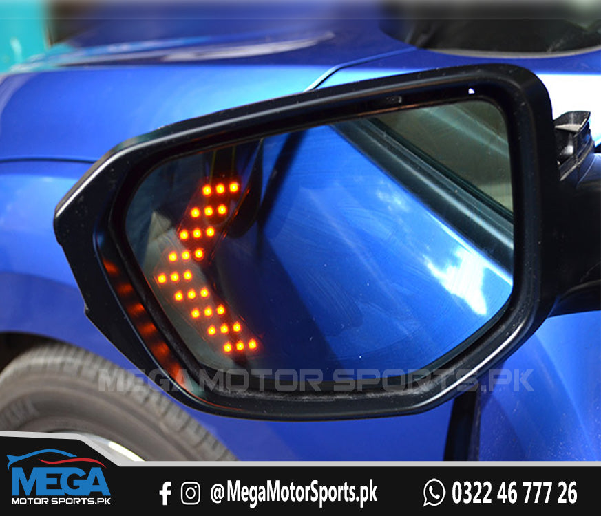 Honda Civic X Blue Side Mirror With LED Indicator