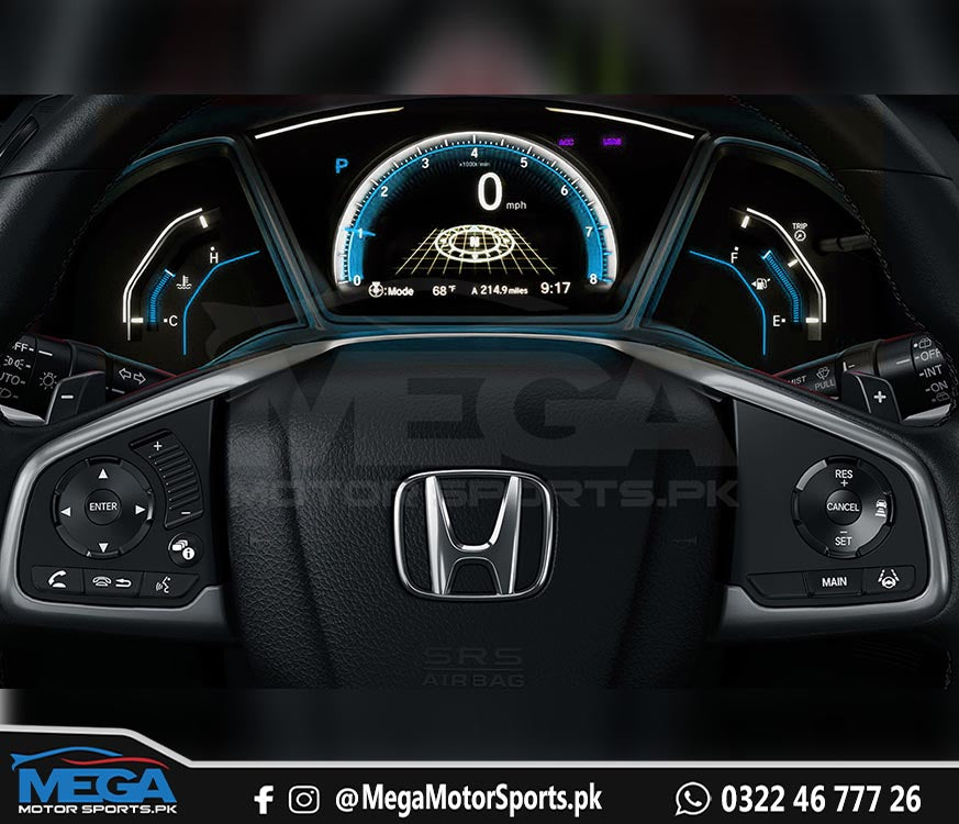 Honda Civic OEM Blue Cluster / Meter For 2016 to 2021