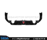 Honda Civic X Glossy Black Lip Diffuser - 3 Pcs - With Brake Light LED