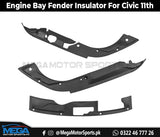 Honda Civic 11th Gen Engine Bay Fender Insulator - 3 pcs For 2022 2023