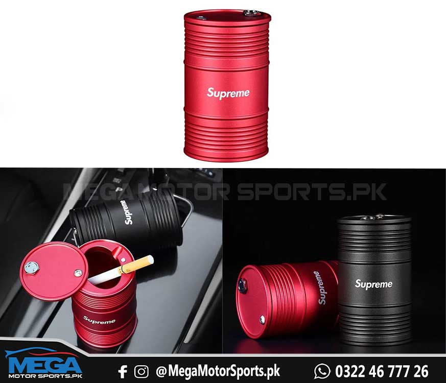 Supreme Car Universal Metal Cigarette Portable Car Ashtray - Red