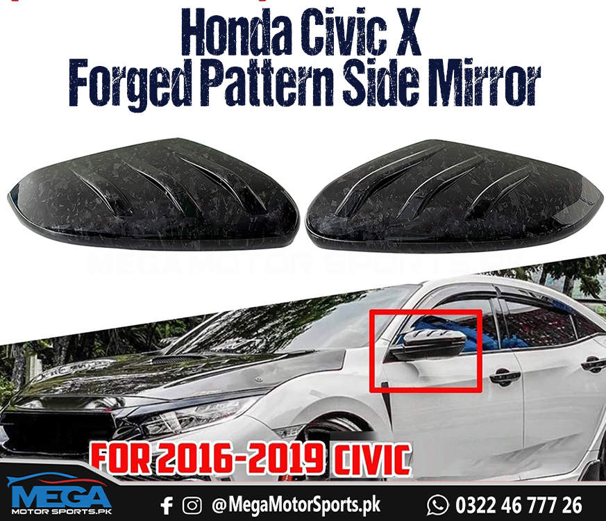 Honda Civic X Glossy Black Mugen Style Side Mirror Covers 2016 - 2021