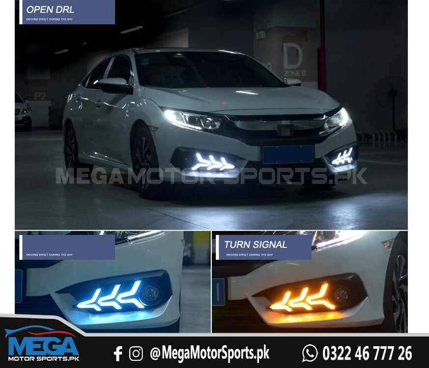 Honda Civic Fog Lamps DRL Cover Arrow Style 2016-2020