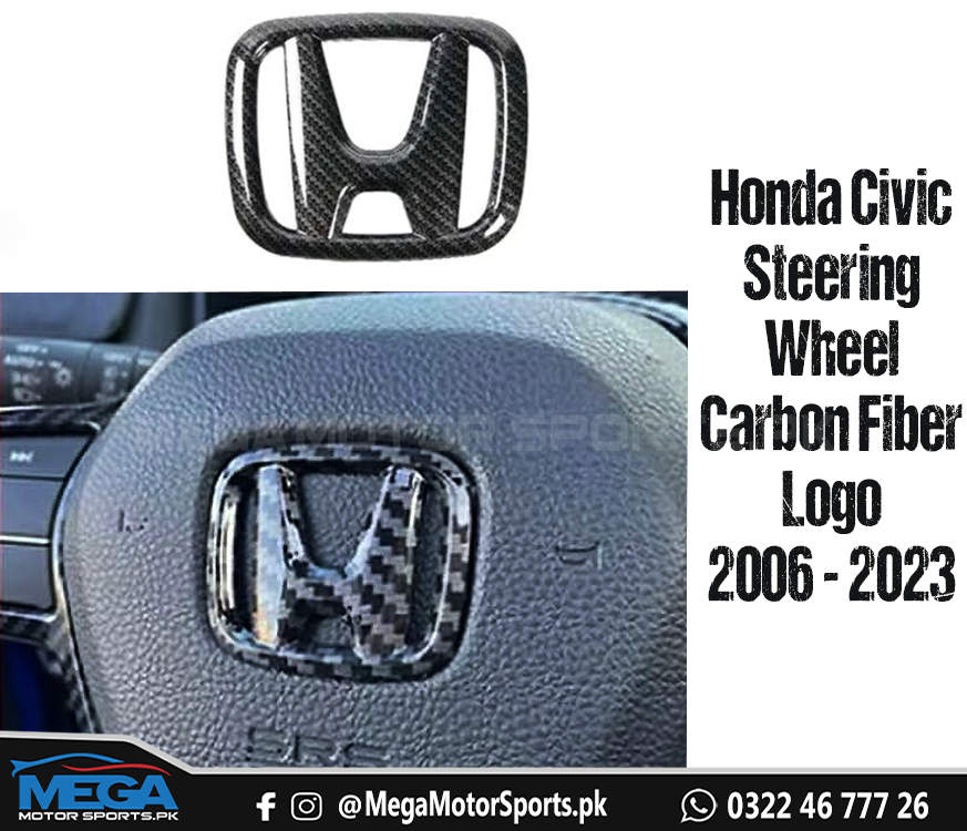 Honda Civic Carbon Fiber Steering Wheel Honda Logo / Monograms For 2006 - 2023