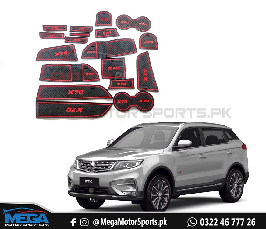 Proton X70 Anti Slip Interior Mats - Red For 2020 2021 2022
