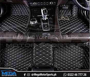 Honda City 7D Diamond Floor Mats Black With Beige Stitch