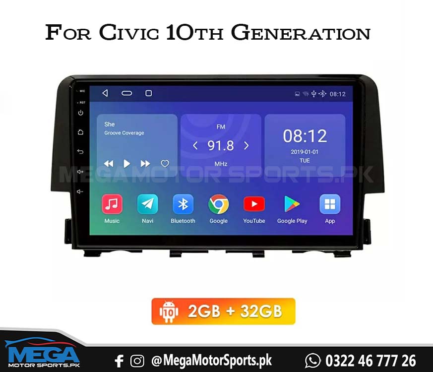 Honda Civic X 10" Android Panel (1GB/16GB) Apple CarPlay For 2016 - 2020