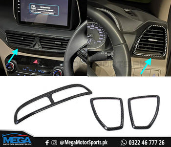 Hyundai Tucson AC Vents Carbon Fiber Trims - 3 Pcs - For 2020 2021