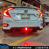 Honda Civic X Glossy Black Lip Diffuser - 3 Pcs - With Brake Light LED