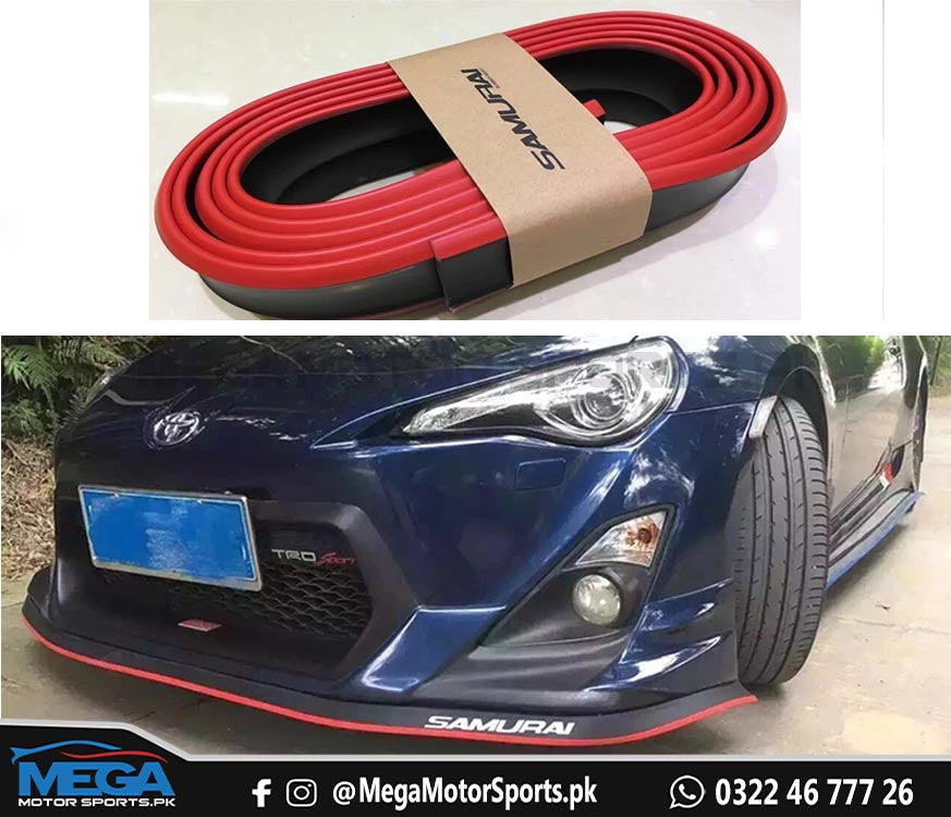 SAMURAI Red and Black 3M 2.5 Meter Universal Car Bumper Lips / Side Skirts / Diffuser