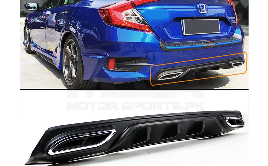 Honda Civic Bumper Diffuser Double Exhaust Model 2016 - 2020