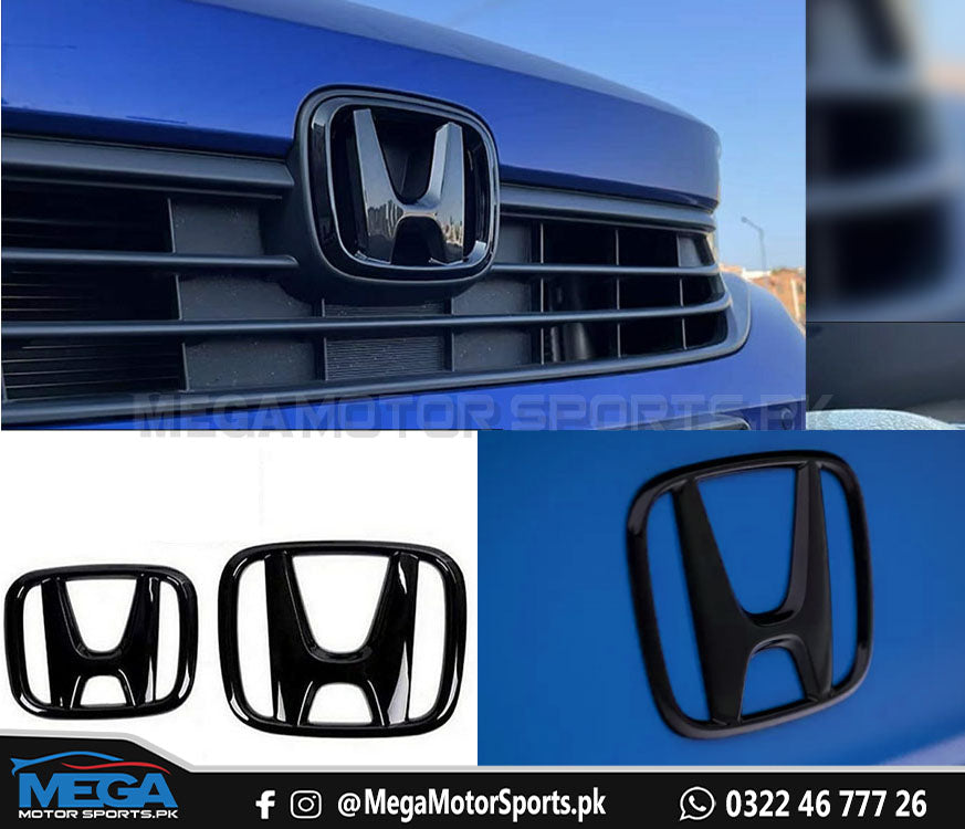 Honda Civic 2022 Black Logo Set Front and Back Honda Logo / Monograms For 11th Generation 2022 2023 2024