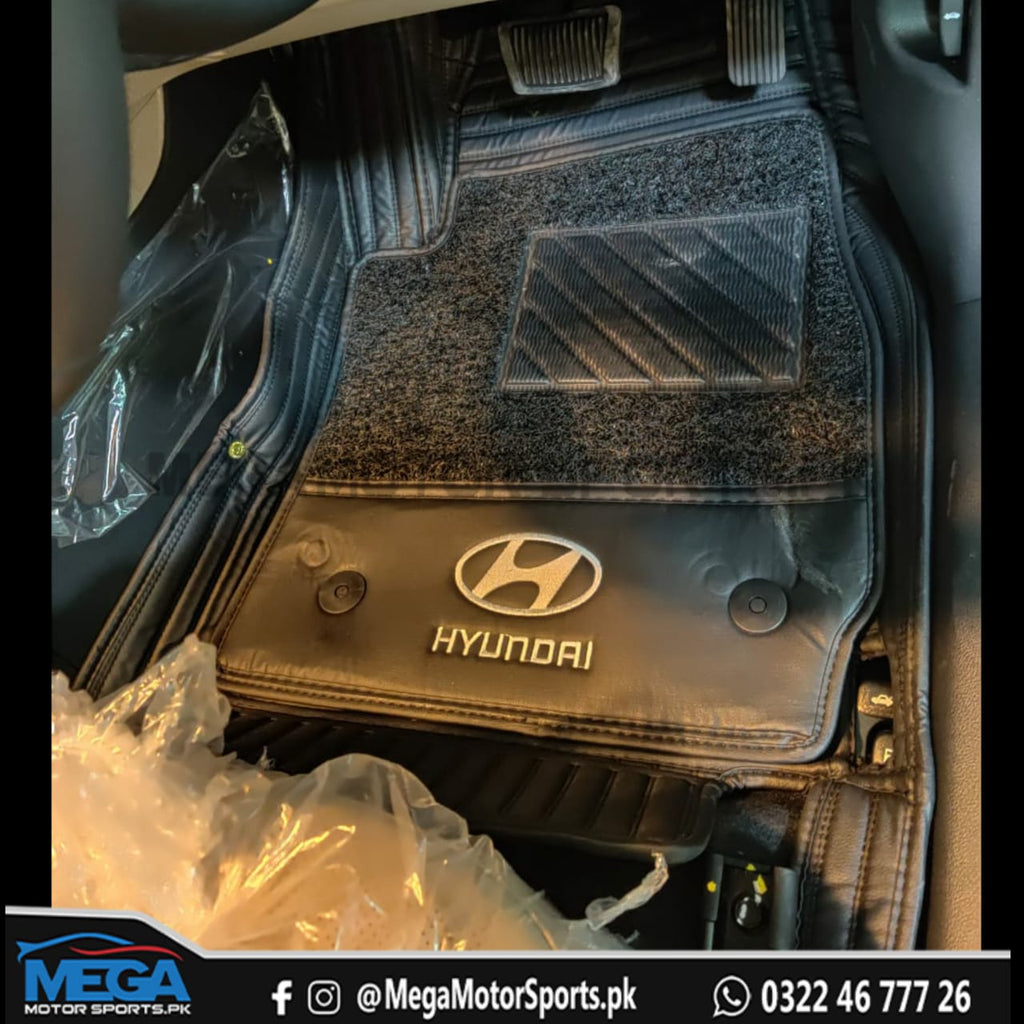 Hyundai Elantra 10D Floor Mats Horizontal Stitch Black With Black Grass For 2020 2021