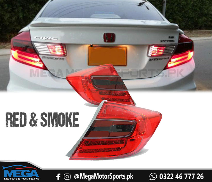 Honda Civic Rebirth Red and Smoke LED Light Bar Tail Lamps Taiwan For 2013 2014 2015