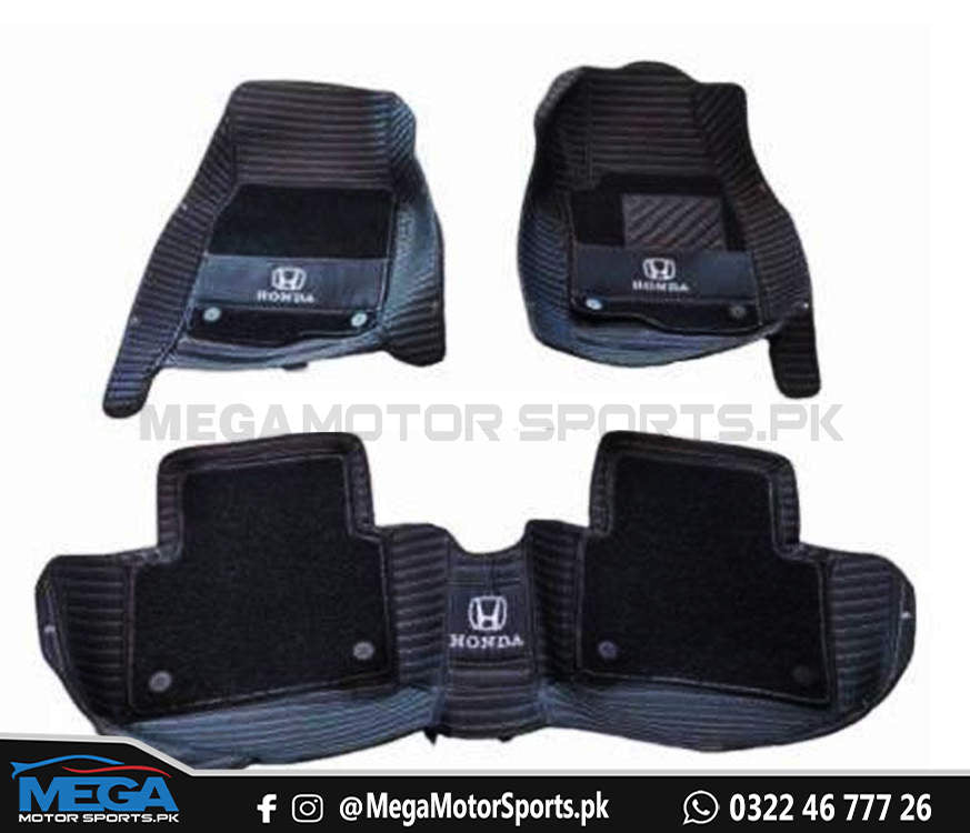 Honda Civic 2022 10D Black Horizontal Lining Floor Mats For 11th Gen 2022 2023