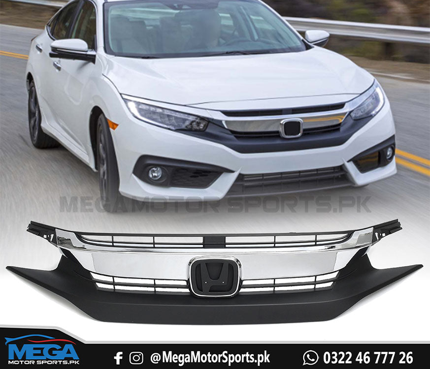 Honda Civic Front Chrome Grill For Models 2016 - 2021