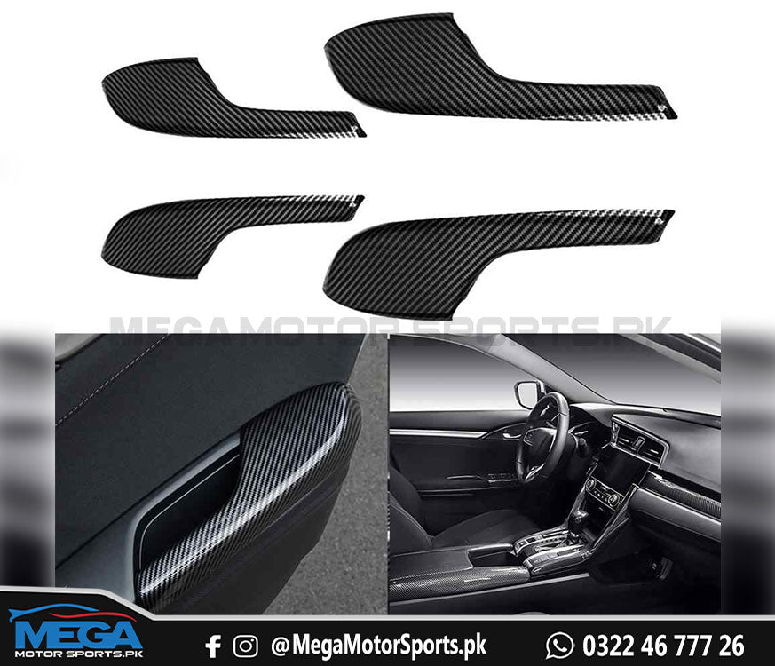 Honda Civic X Carbon Fiber Door Arm Rest Trims 2016+