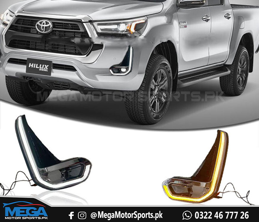 Toyota Hilux Revo LED DRL Fog Light Covers V2 For 2021 2022