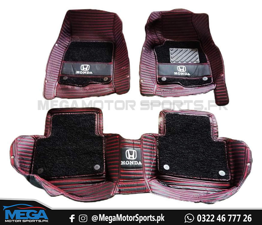 Honda Civic 2022 10D Black/Red Horizontal Floor Mats For 11th Generation 2022 2023