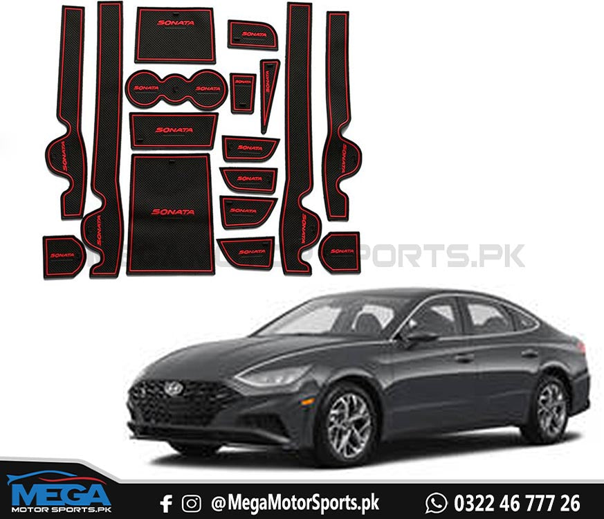 Hyundai Sonata Anti Slip Interior Mats - Red For 2021 2022