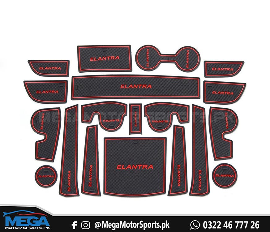 Hyundai Elantra Non Slip Interior Mats - Red For 2020 2021 2022