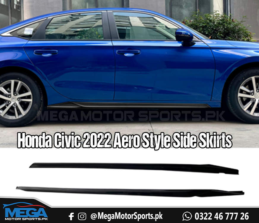 Honda Civic 2022 Glossy Black Aero Style Side Skirts For 11th Gen 2022 2023