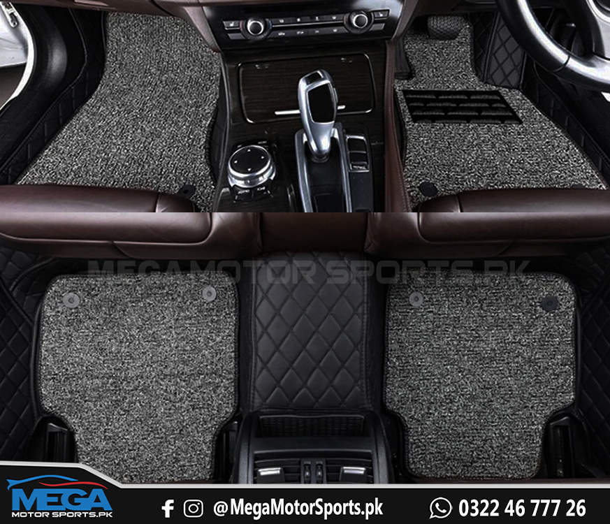 Honda Civic 2022 9D Black Floor Mats With Grey Grass For 11th Gen 2022 2023