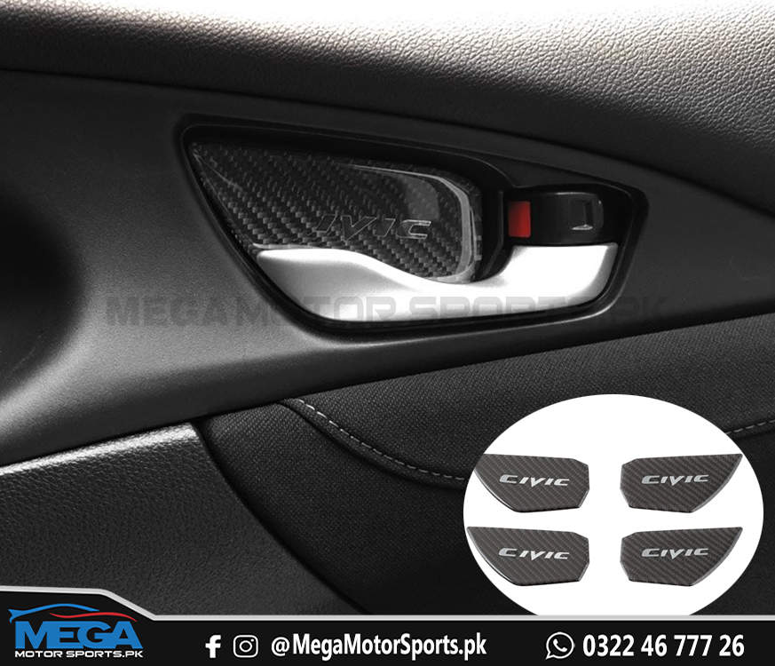 Honda Civic X Carbon Fiber Interior Door Handle Bowl For 2016 2017 2018 2019 2020 2021
