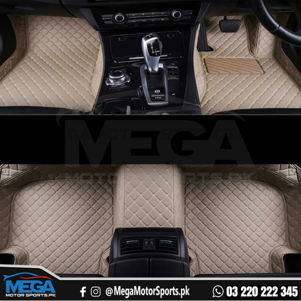 Honda Civic X 7D Diamond Floor Mats Beige With Beige Stitch for Models 2016 2017 2018 2019 2020