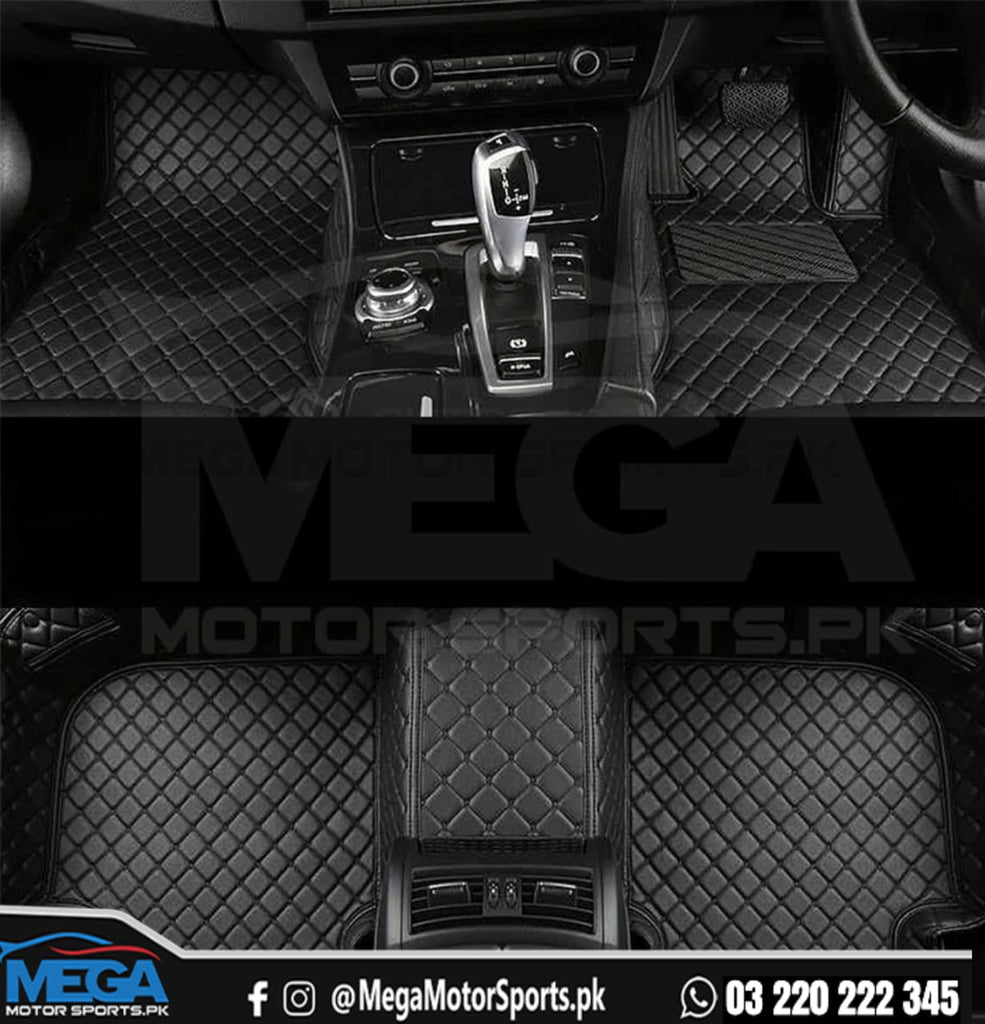 Honda Civic X 7D Diamond Floor Mats - Black For Models 2016 2017 2018 2019 2020 2021