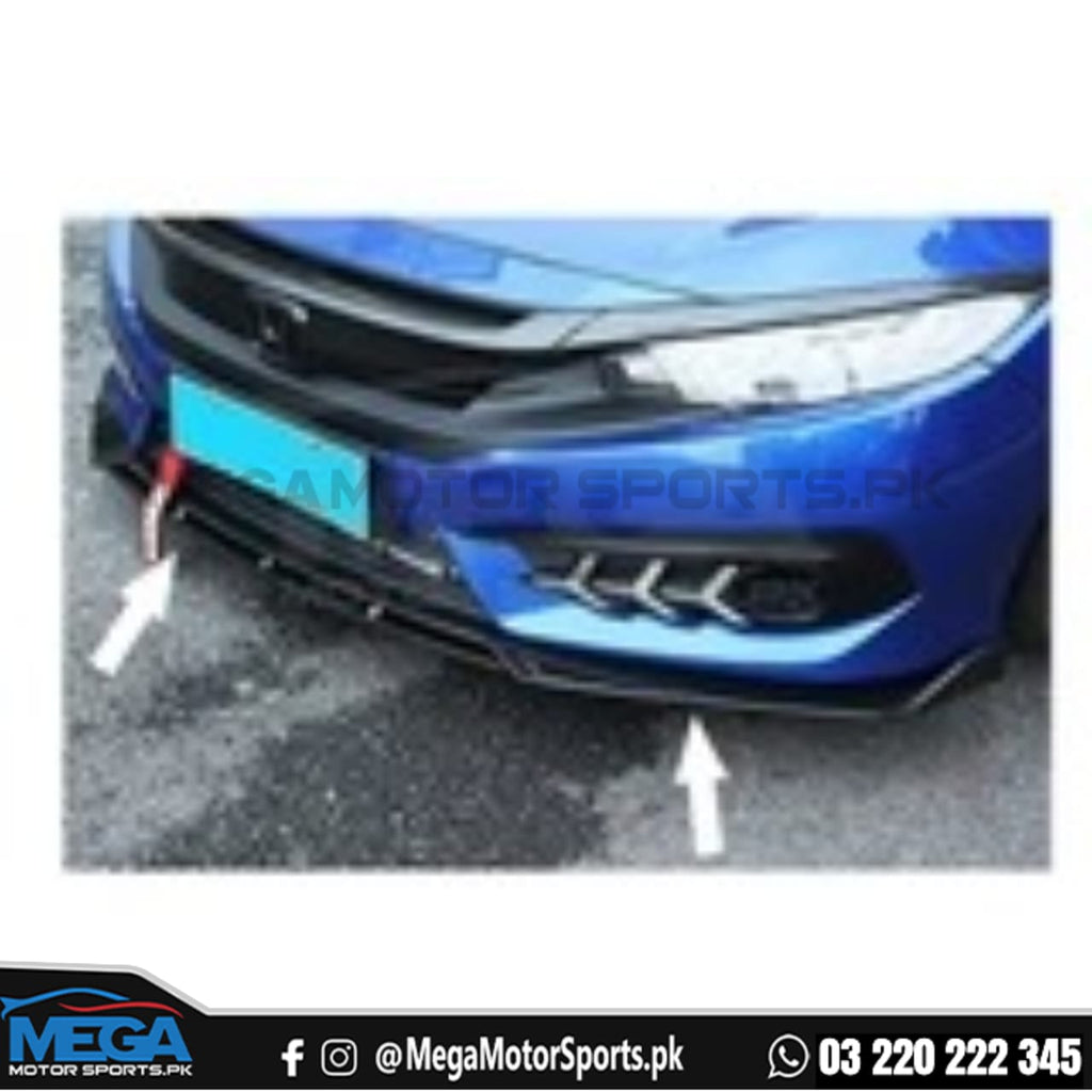 Honda Civic X Glossy Black Front Bumper Lip Version 5 -2 Pieces