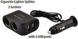 Car Charger 120W High Power Cigarette Lighter Charger with Dual USB + Dual Female Cigarette Lighter for Mobile Phone