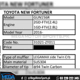 Toyota Fortuner HKS LegaMax Exhaust - 2016-2025